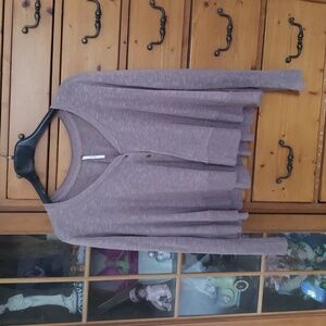 Brown Flowy Boho Button-Up Cardigan Free People Cropped